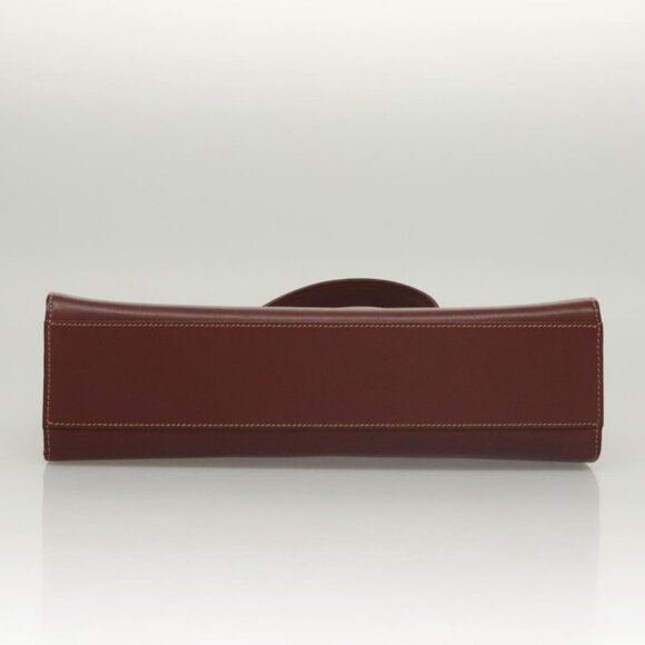 CARTIER Must Line Hand Bag Leather Bordeaux Gold Auth 122249 - Picture 6 of 16